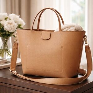 Chic Tan Leather Tote Bag